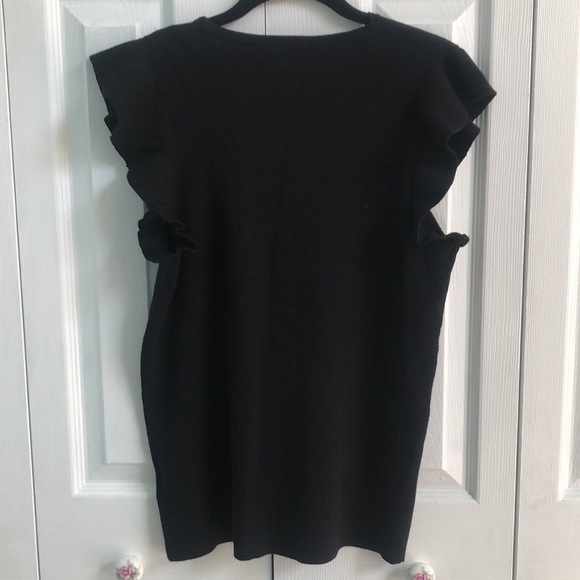 Philosophy Republic Ruffled Flutter Sleeve Black Knit Top Blouse Large NWT - Picture 8 of 14